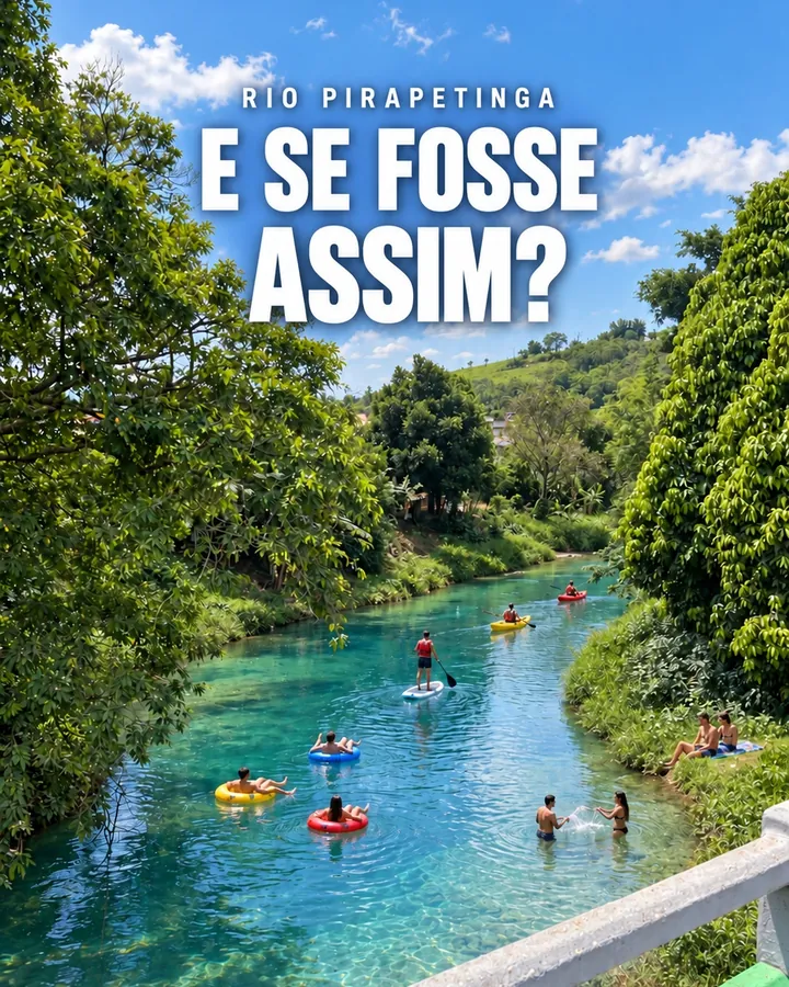 Capa do Reels "E se fosse assim?" sobre o rio Pirapetinga