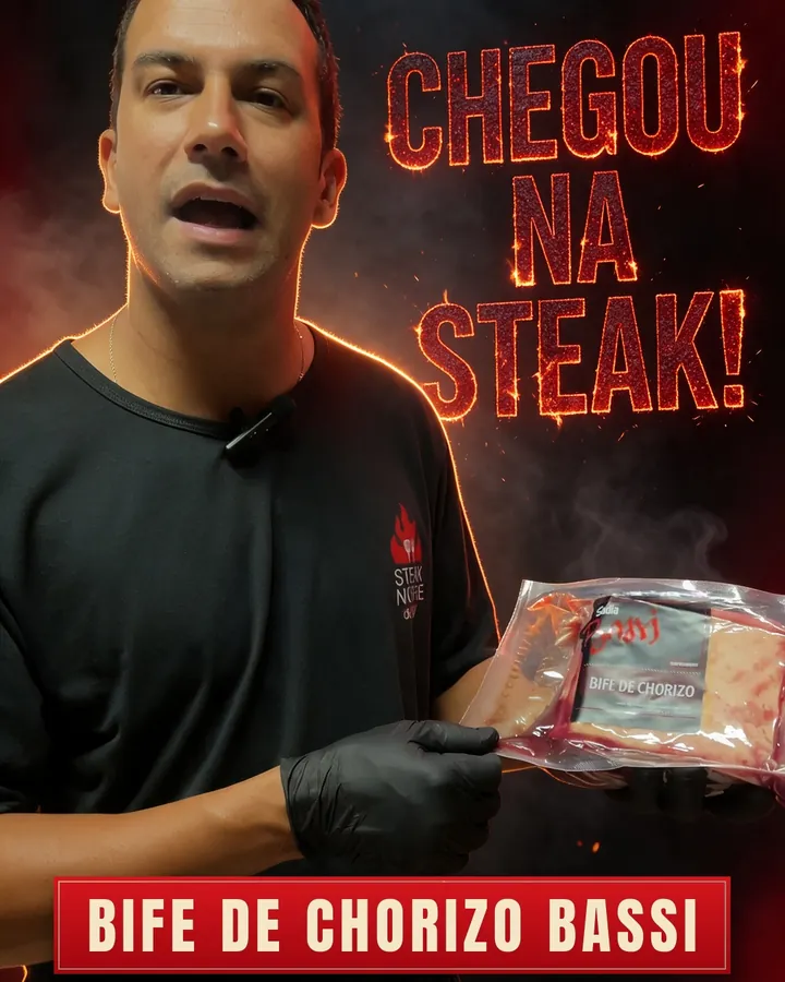 Capa do Reels "Chegou na Steak" do bife de chorizo Bassi